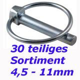 30 tlg. Sortiment Klappsplinte 4,5-11mm Klappstecker Klappsplint