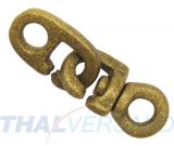 10er Pack Brummelhaken mit Wirbel - Messing Used look 56mm