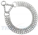 Hunde Halskette mit Zugstop kurzgliedrig 3,0mm x 60cm 3-reihig Kettenhalsband