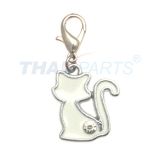 Strassanh�nger Charm Katze Wei� #32b Strass Schmuck Anh�nger