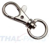 50er Pack Karabinerhaken 12 x 42mm mit rundem Wirbel Silbern