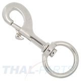 Jumbo Karabinerhaken 35mm x 120mm mit rundem Wirbel Edelstahl Rostfrei