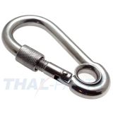 10er Pack Feuerwehr Karabinerhaken 80mm x 8mm mit Schraube und Kausche Edelstahl