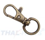 10er Pack Karabinerhaken 12x42mm Rundwirbel Altmessing