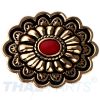 Concho #154 35mm Metal Jumbo Stempel Gold mit Stein Rot Conchos Concha